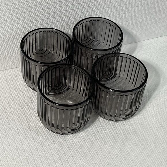 Gatsby ART DECO Set of 4 On The Rocks Smoky Gray Glasses Bar 11oz 325ml Apollo - Picture 8 of 13